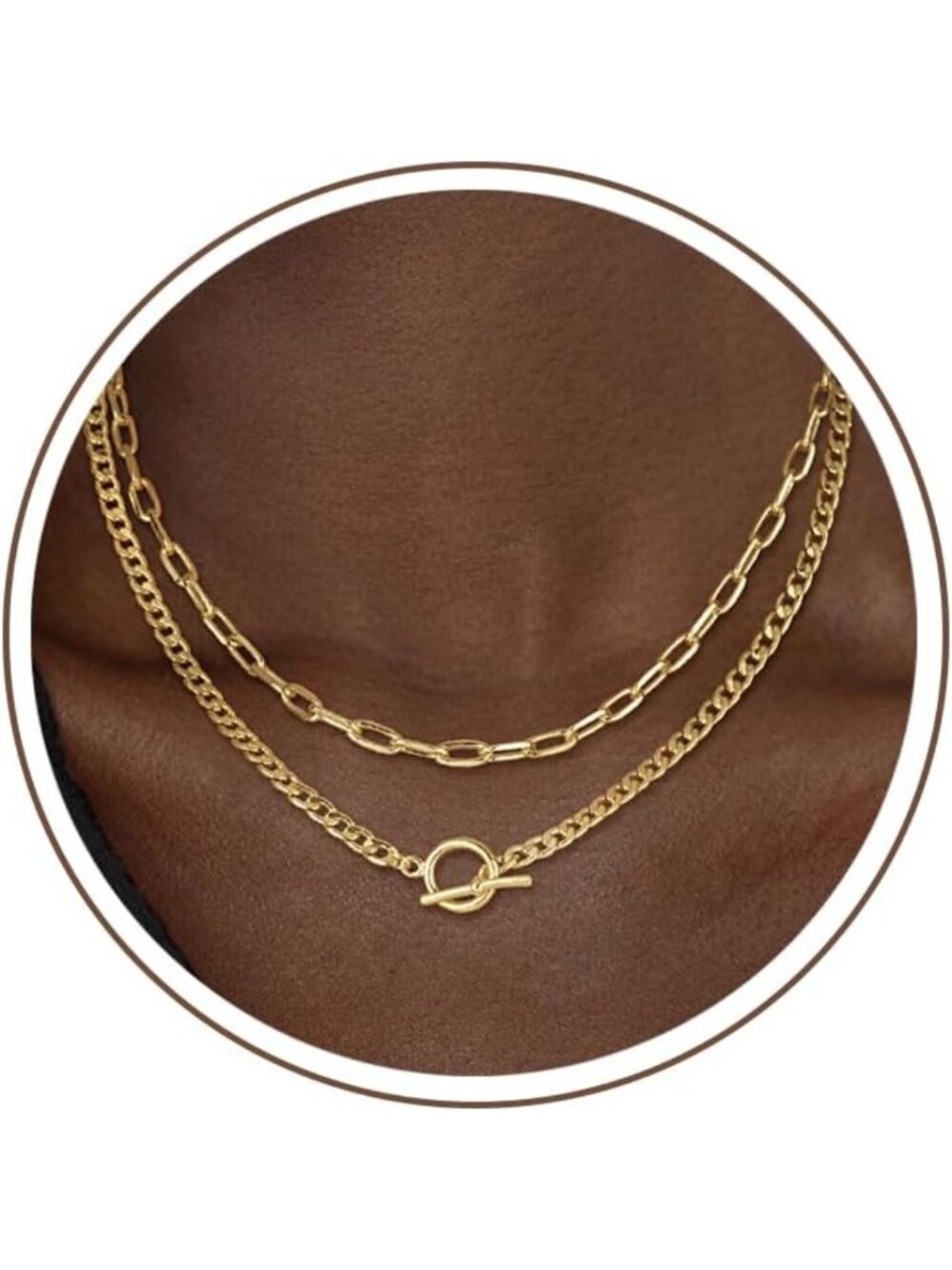 14K Gold Plated Layered Chain Necklace for Women | Elegant Jewelry Accessory